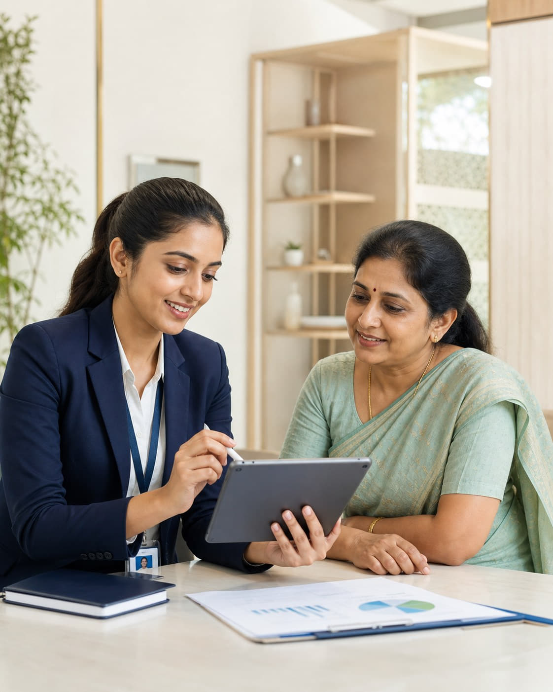 An advisor walking a customer through fixed deposit options